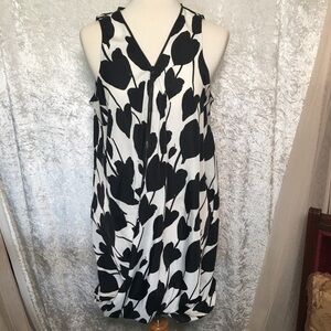 Rachel Roy Bubble Hem Dress V Neck Black and White  Size Large